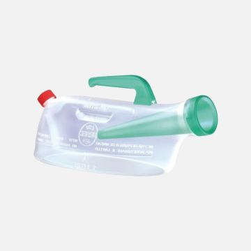 Spillproof Male Urinal with Glow-In-The-Dark Handle