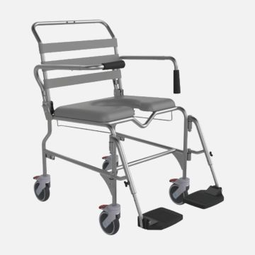 Aspire Shower Commode Attendant Propelled with Swing Away Footrests
