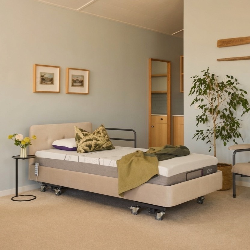 Homecare bed in bedroom setting